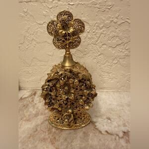Ornate Gold Decorative Perfume Bottle Baroque style Hollywood Regency 7"